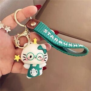 starbucks Hello Kitty Star Keychain Green Sanrio Collab Strap Bag Charm